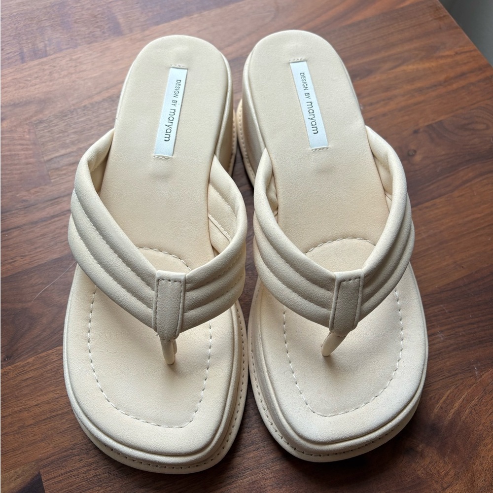 Cream Cushioned Platform Sandals